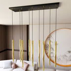 Hanglamp Selter 9 lichtpunten gepoedercoat staal, glamour, zwart met goud, 90 cm breed, verstelbare hoogte