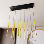 Hanglamp Selter 9 lichtpunten gepoedercoat staal, glamour, zwart met goud, 90 cm breed, verstelbare hoogte