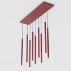 Hanglamp gepoedercoat staal Selter bordeaux 92 cm breed, 9 fittingen G9, boven keukeneiland