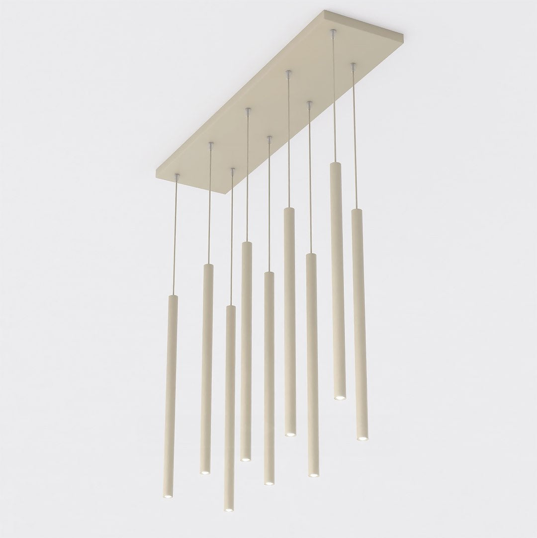 Hanglamp gepoedercoat staal Selter 9 lichts, beige, modern, 92 cm breed, voor keukeneiland of gang