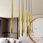 Hanglamp Selter 9 lichtpunten gepoedercoat staal, glamour, zwart met goud, 90 cm breed, verstelbare hoogte