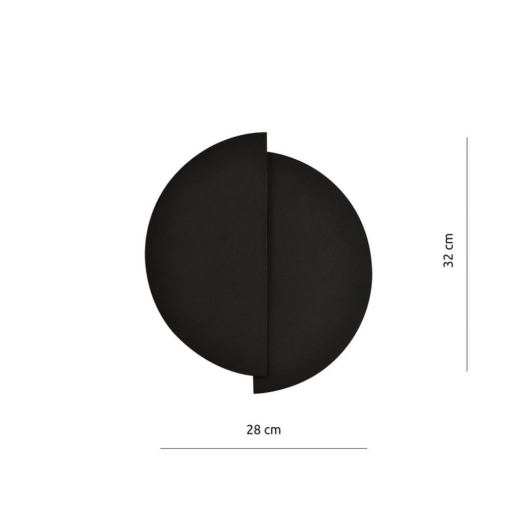 Wandlamp gepoedercoat staal minimalistisch Formulier 9, zwart, 28 x 32 cm, voor gang, trap en entree