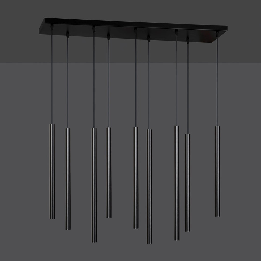Hanglamp gepoedercoat staal Selter minimalistisch zwart 92 x 120 cm, 9 lichts met G9-fittingen voor woonkamer