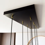 Hanglamp Selter 9 lichtpunten gepoedercoat staal, glamour, zwart met goud, 90 cm breed, verstelbare hoogte