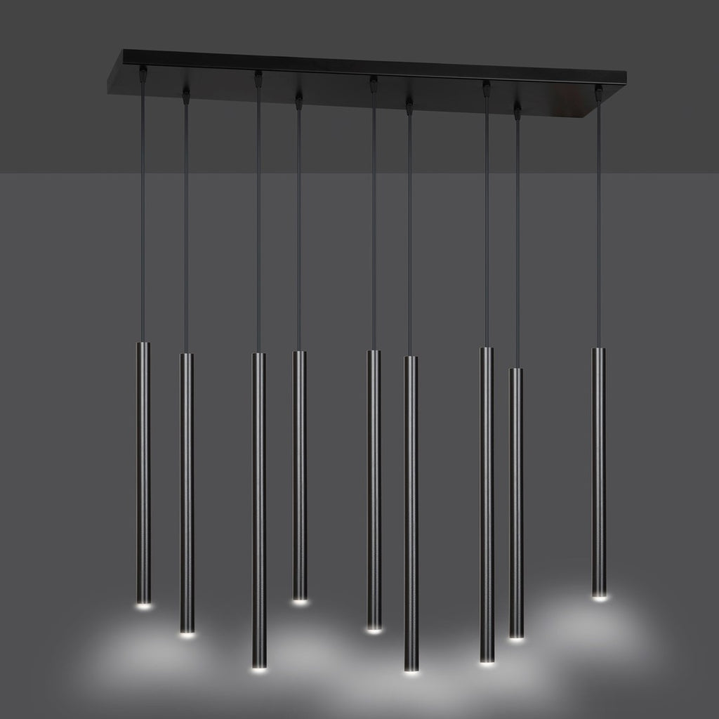 Hanglamp gepoedercoat staal Selter minimalistisch zwart 92 x 120 cm, 9 lichts met G9-fittingen voor woonkamer