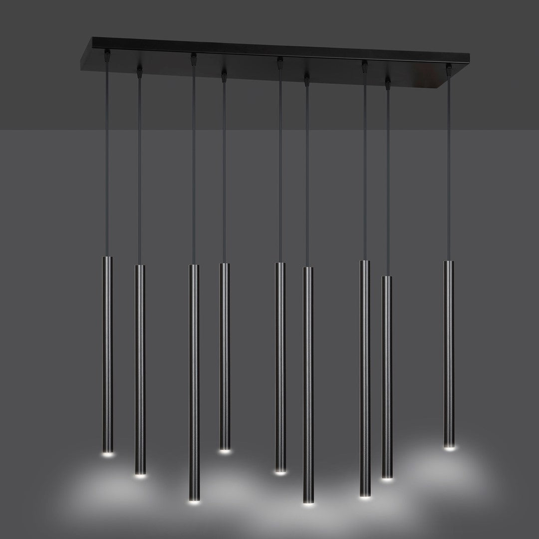 Hanglamp gepoedercoat staal Selter minimalistisch zwart 92 x 120 cm, 9 lichts met G9-fittingen voor woonkamer