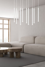 Hanglamp Selter gepoedercoat staal minimalistisch wit 92 x 22 cm, 9 lichts met G9-fitting, woonkamer