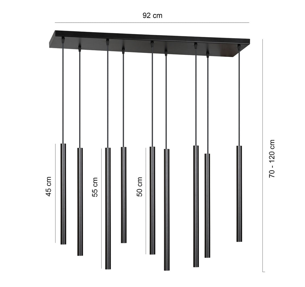 Hanglamp gepoedercoat staal Selter minimalistisch zwart 92 x 120 cm, 9 lichts met G9-fittingen voor woonkamer