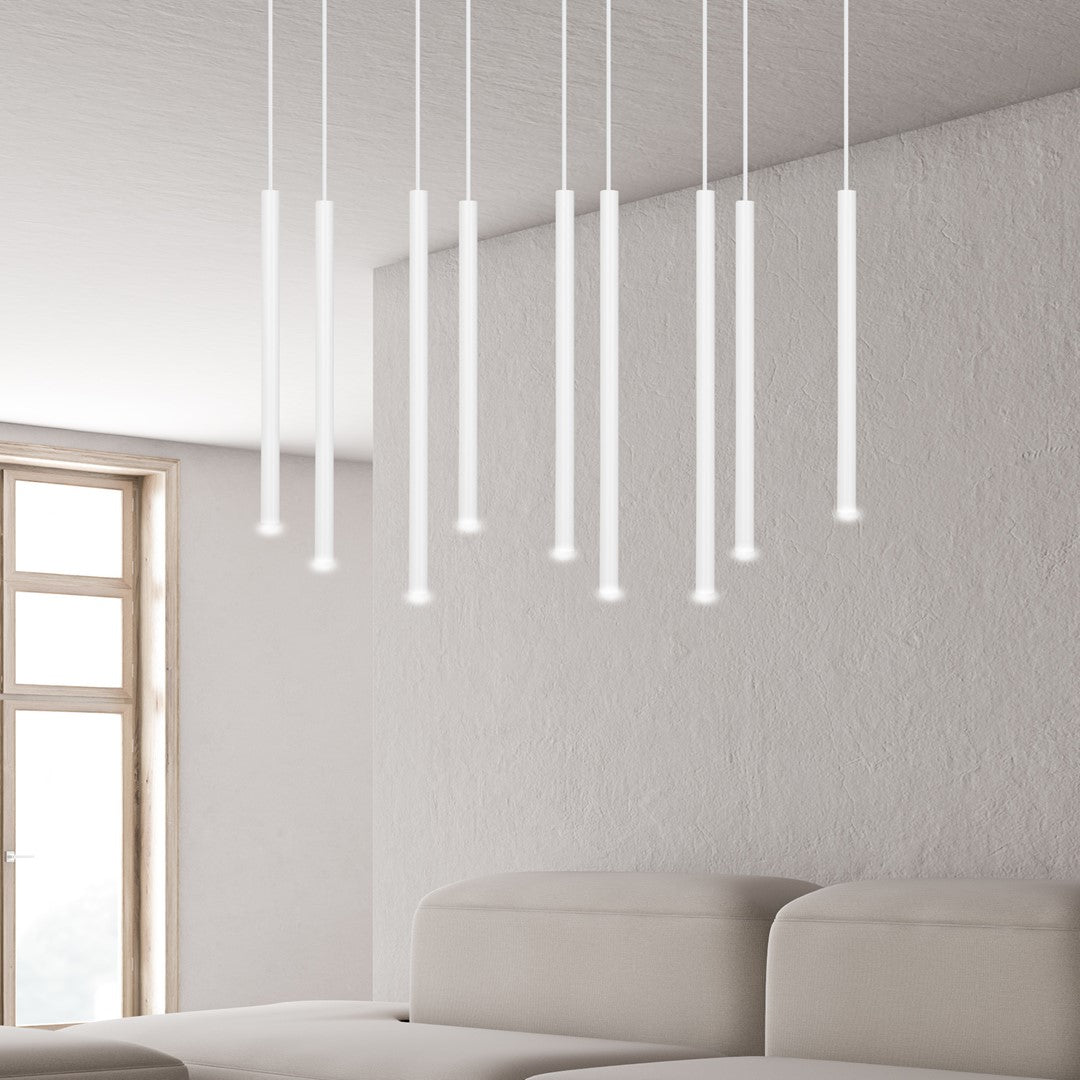 Hanglamp Selter gepoedercoat staal minimalistisch wit 92 x 22 cm, 9 lichts met G9-fitting, woonkamer