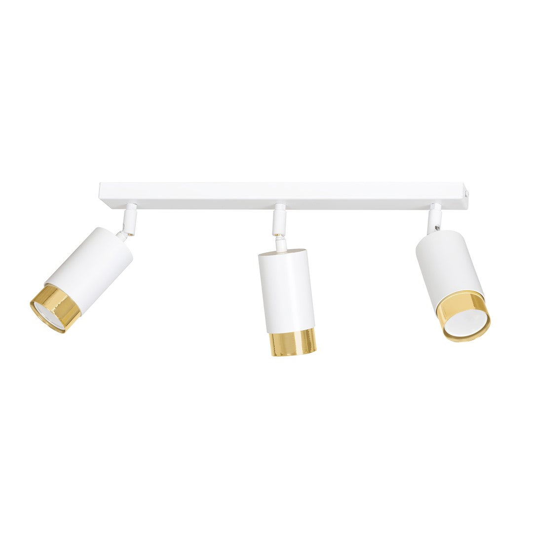 Plafondlamp gepoedercoat staal modern Hiro wit goud 45 x 19 cm, met 3 verstelbare spots