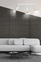 Plafondlamp gepoedercoat staal modern Hiro wit goud 45 x 19 cm, met 3 verstelbare spots