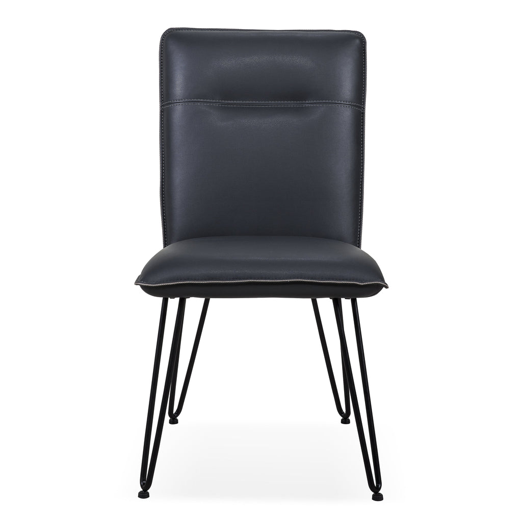 Eetkamerstoel kunstleer modern met hairpin-poten kobaltblauw, hoogte 91 cm, set van 2 voor de eetkamer