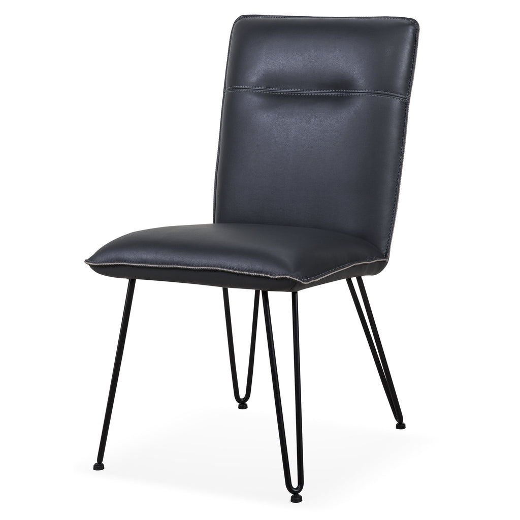 Eetkamerstoel kunstleer modern met hairpin-poten kobaltblauw, hoogte 91 cm, set van 2 voor de eetkamer
