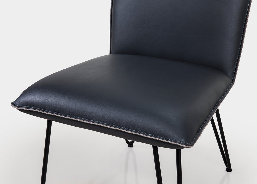 Eetkamerstoel kunstleer modern met hairpin-poten kobaltblauw, hoogte 91 cm, set van 2 voor de eetkamer