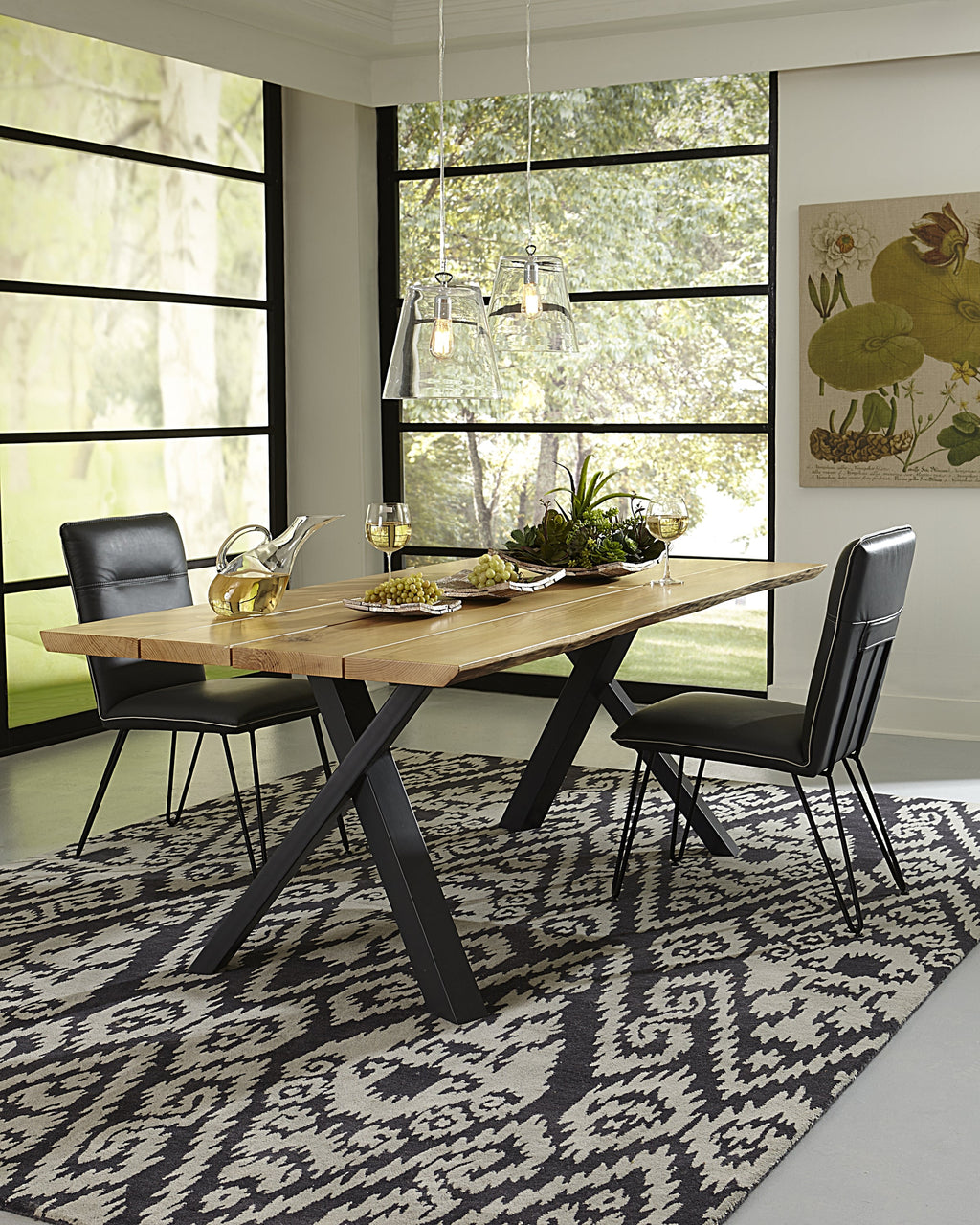 Eetkamerstoel kunstleer modern met hairpin-poten kobaltblauw, hoogte 91 cm, set van 2 voor de eetkamer