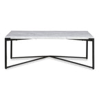 Salontafel Carrara-marmer metaal Saxon mat zwart, H 43 x D 71 cm voor de woonkamer