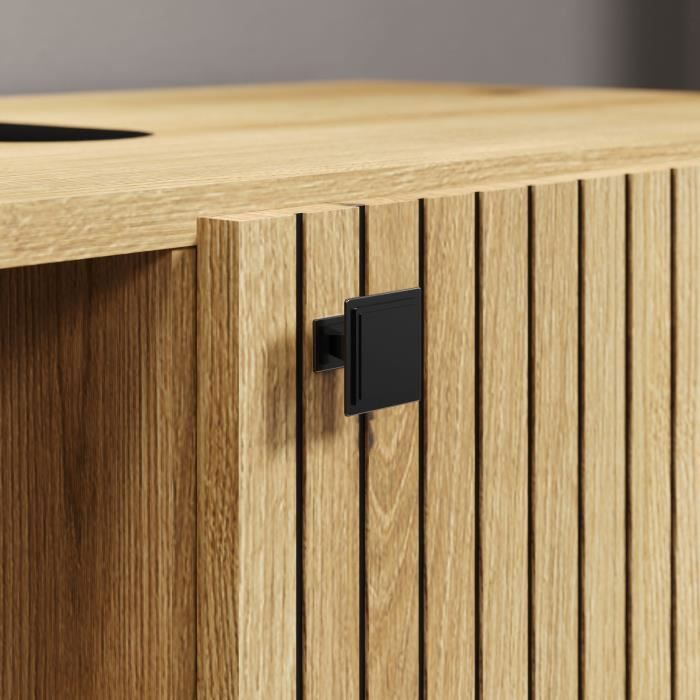 Badkamerkast eikendecor met open vak en lamellendeur, naturel, 40 x 95 x 31 cm, badkamer