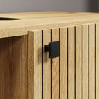 Badkamerkast eikendecor met open vak en lamellendeur, naturel, 40 x 95 x 31 cm, badkamer