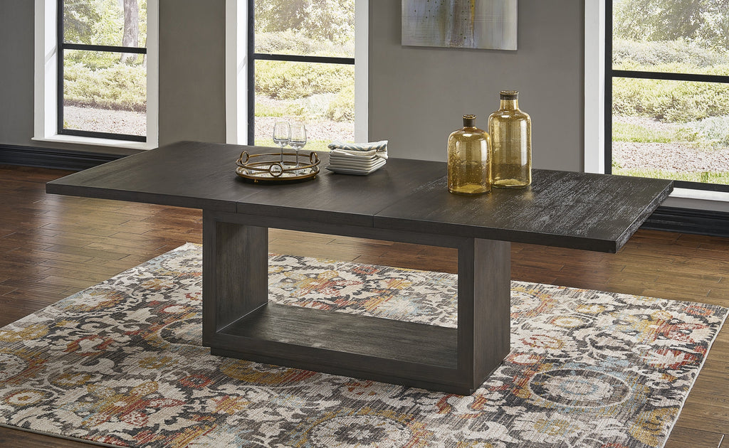 Eettafel uitschuifbaar acacia hout Oxford basaltgrijs 183/241 x 99 cm, rechthoekig voor de eetkamer
