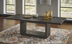 Eettafel uitschuifbaar acacia hout Oxford basaltgrijs 183/241 x 99 cm, rechthoekig voor de eetkamer