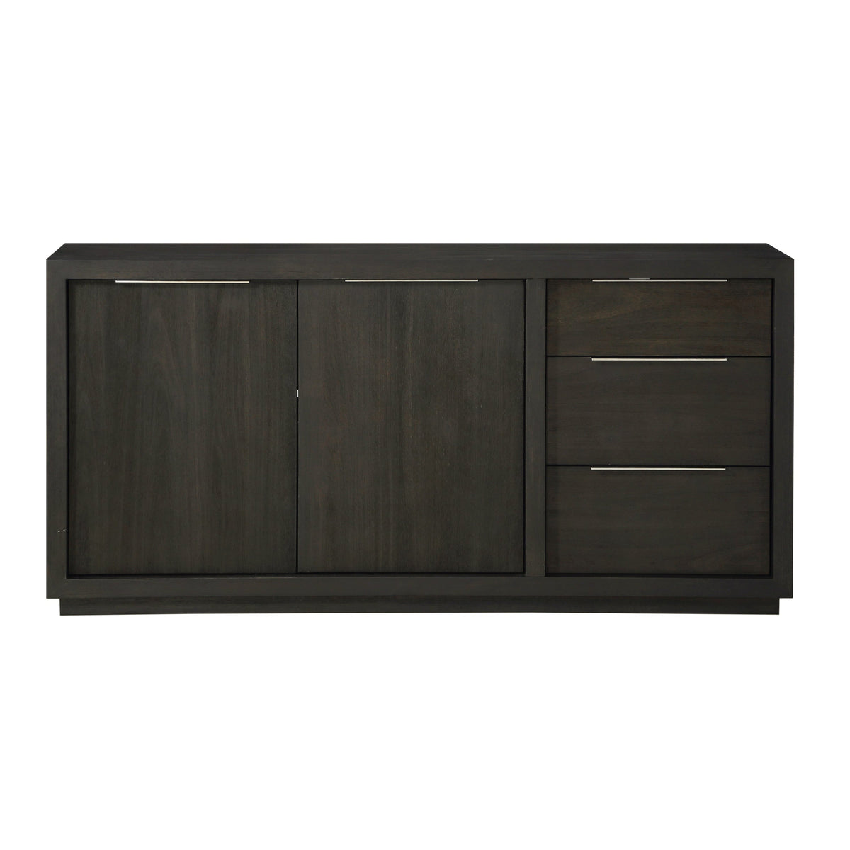 Dressoir acacia massief en fineer Oxford basaltgrijs, met deuren en lades – 167 x 45 x 81 cm