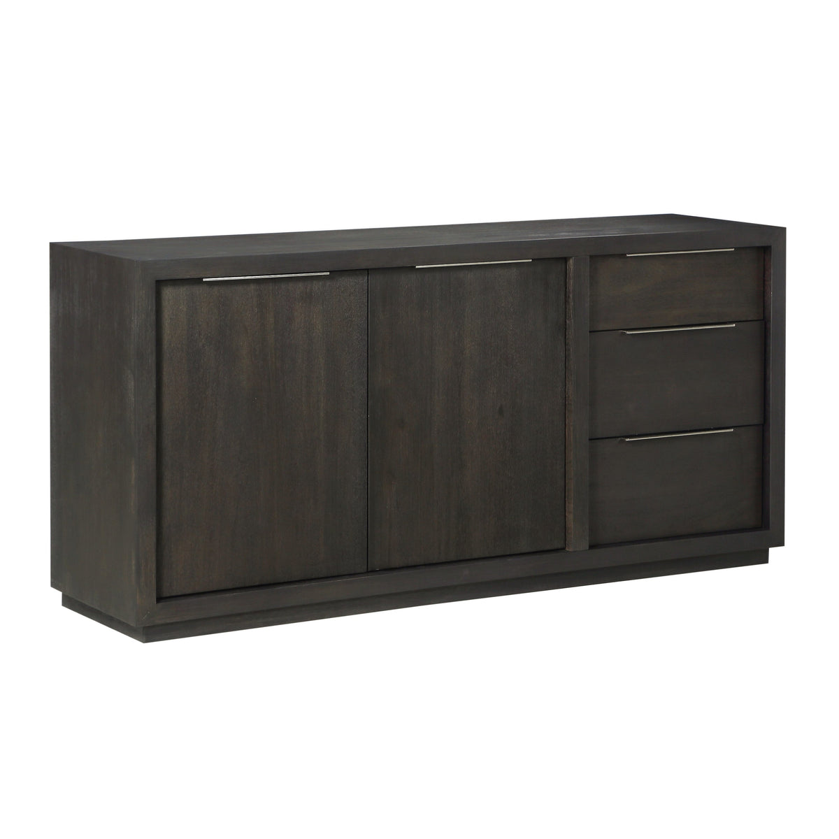 Dressoir acacia massief en fineer Oxford basaltgrijs, met deuren en lades – 167 x 45 x 81 cm