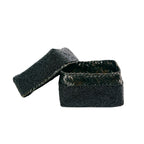 Opbergdoosje bamboe met kralen, zwart, handgemaakt, 10 x 10 x 10 cm, voor in huis