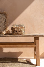 Mand kokosschaal en bamboe, handgemaakt, naturel bruin, 28 x 28 x 17 cm, voor kleine spullen