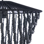 Hanglamp houten kralen zwart, handgeweven kroonluchter L – 47 x 47 x 80 cm, woonkamer en eetkamer
