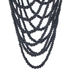 Hanglamp houten kralen zwart, handgeweven kroonluchter L – 47 x 47 x 80 cm, woonkamer en eetkamer