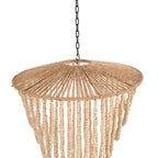 Hanglamp houten kralen naturel, handgemaakt, hout en ijzer – 47 x 47 x 80 cm, woonkamer en eetkamer