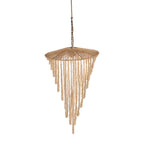 Hanglamp houten kralen naturel, handgemaakt, hout en ijzer – 47 x 47 x 80 cm, woonkamer en eetkamer