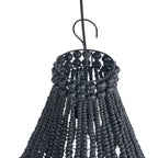 Hanglamp hout en ijzer houten kralen Teardrop kroonluchter zwart – Ø 40 x 75 cm, voor zithoek of eettafel