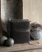Opbergmand bamboe met kralen, zwart – 25 x 25 x 27 cm, voor sieraden en kleine spullen
