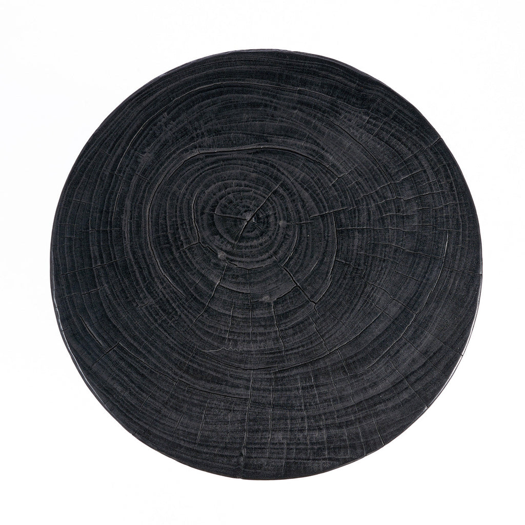 Kruk massief mangohout Squat Spot, zwart – 40 x 40 x 50 cm, als zitplaats of bijzettafel