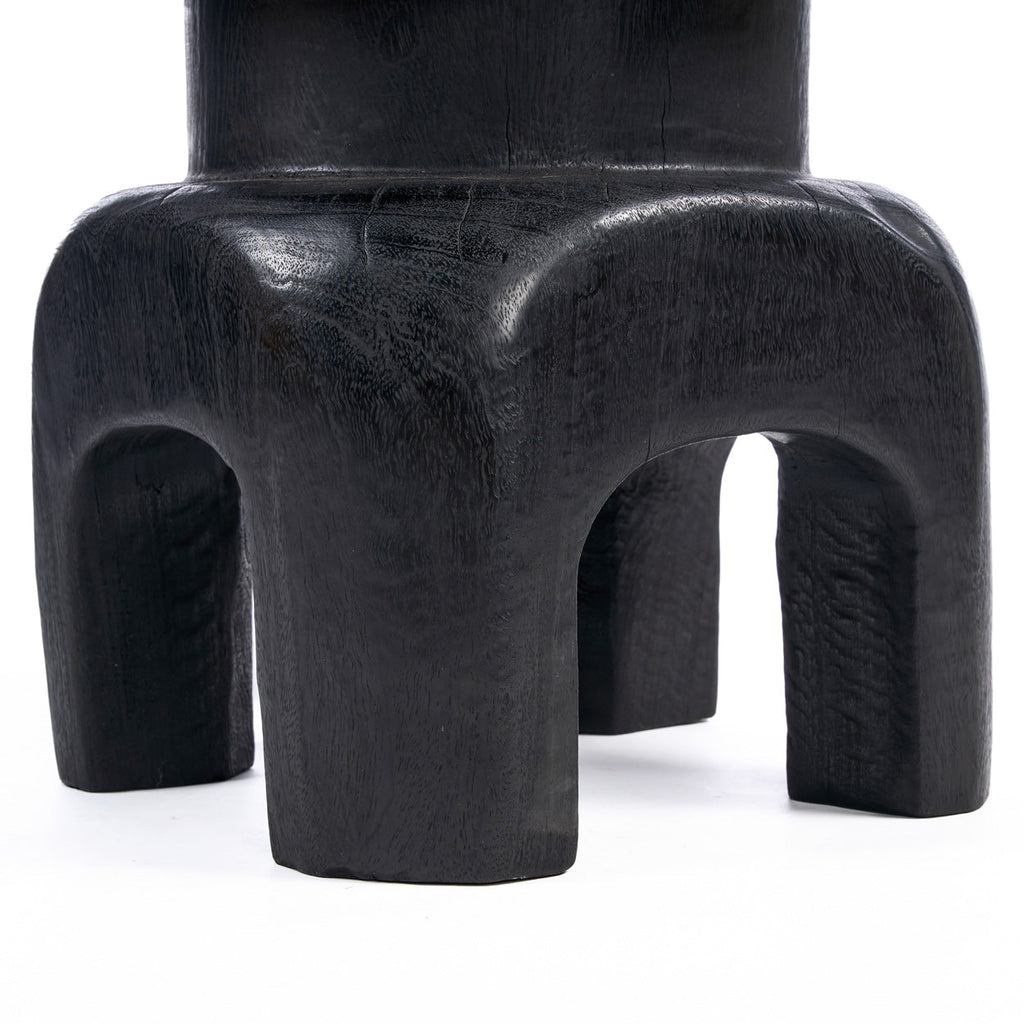 Kruk massief mangohout Squat Spot, zwart – 40 x 40 x 50 cm, als zitplaats of bijzettafel