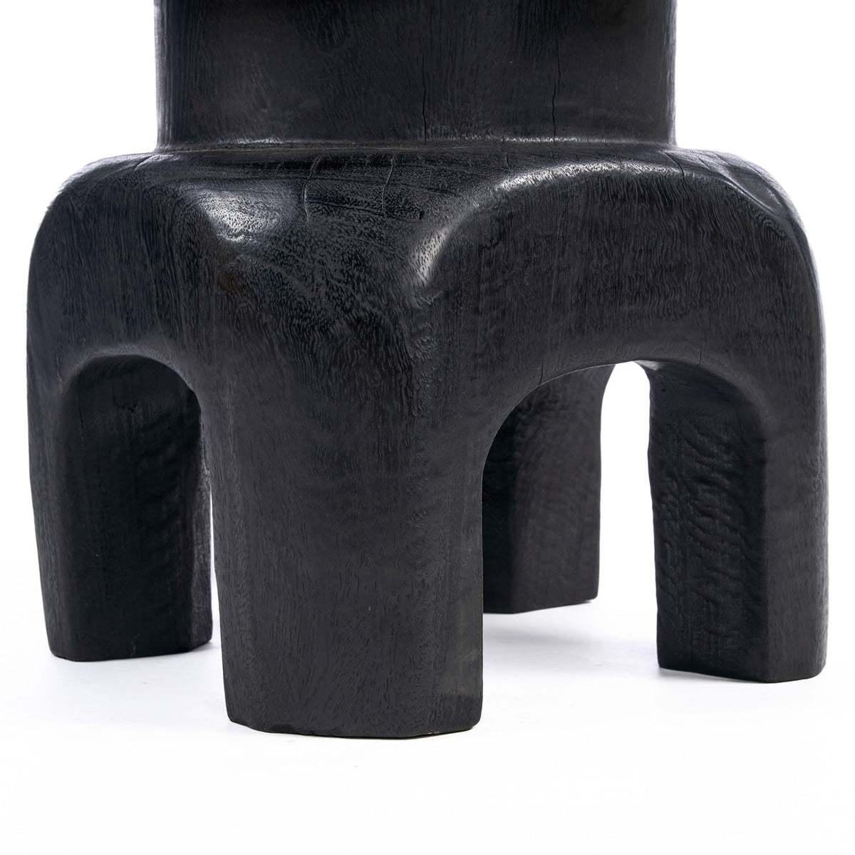 Kruk massief mangohout Squat Spot, zwart – 40 x 40 x 50 cm, als zitplaats of bijzettafel