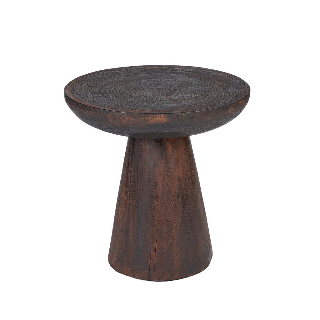 Bijzettafel massief hout Cone Alone donker walnoot rond Ø 50 cm, hoogte 50 cm