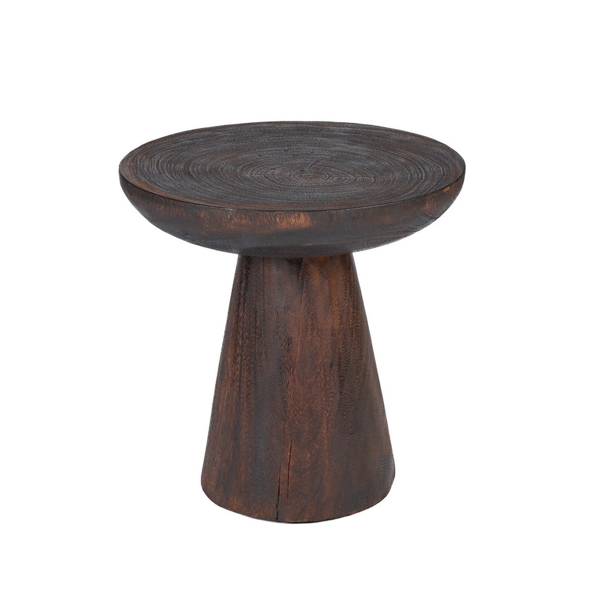 Bijzettafel massief hout Cone Alone donker walnoot rond Ø 50 cm, hoogte 50 cm