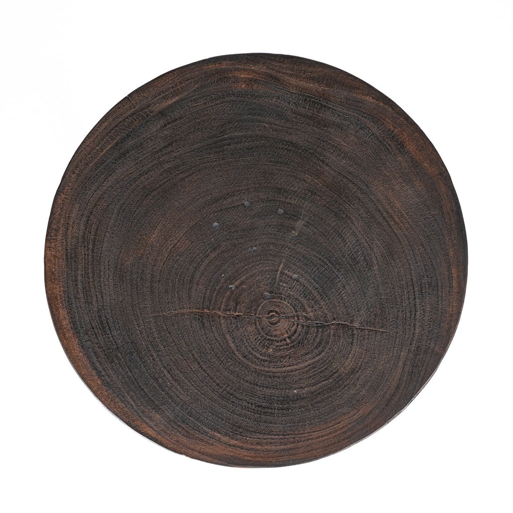 Bijzettafel massief hout Cone Alone donker walnoot rond Ø 50 cm, hoogte 50 cm