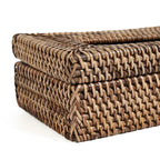 Tissuebox rotan handgevlochten naturel bruin 27 x 14 x 9 cm, met afneembaar deksel