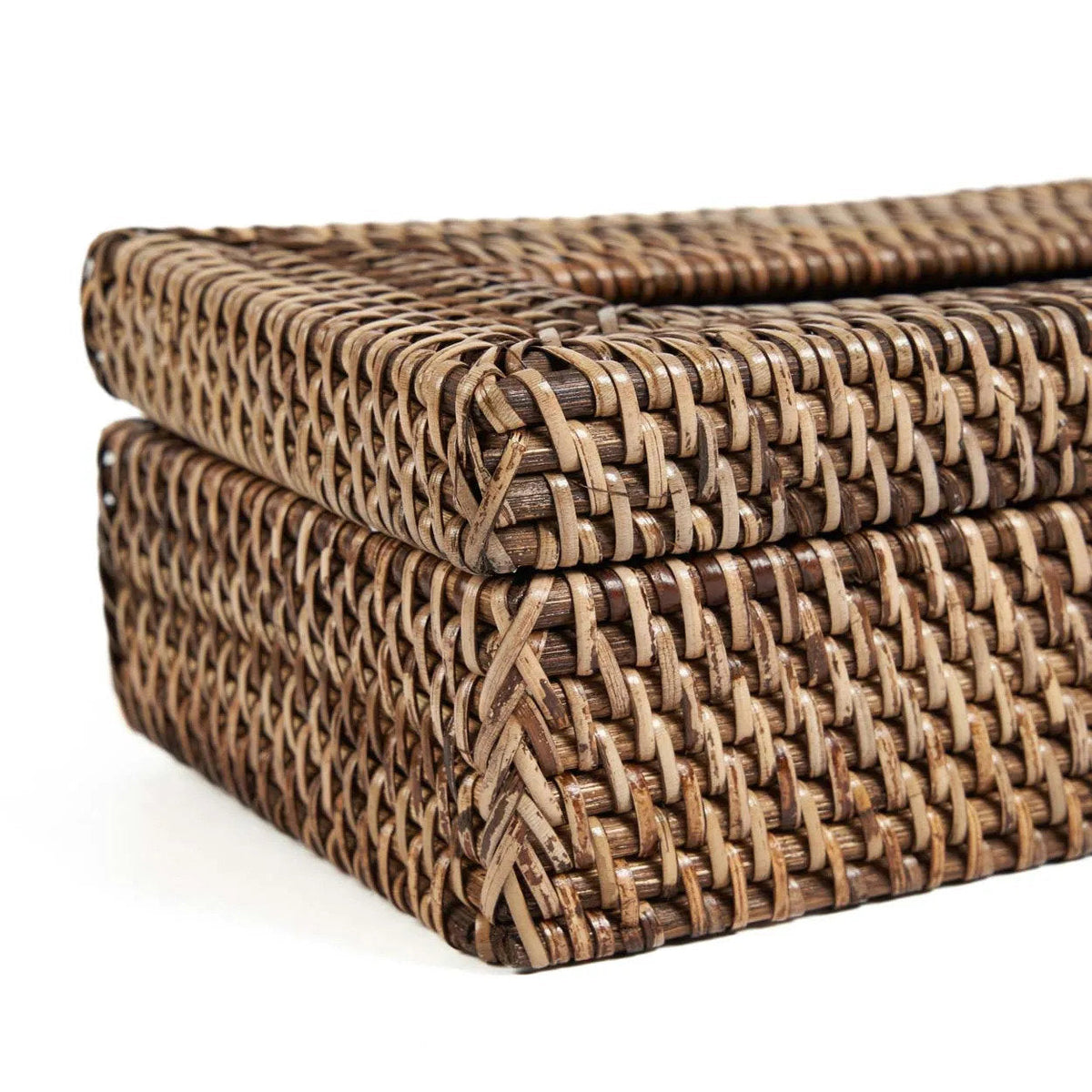 Tissuebox rotan handgevlochten naturel bruin 27 x 14 x 9 cm, met afneembaar deksel