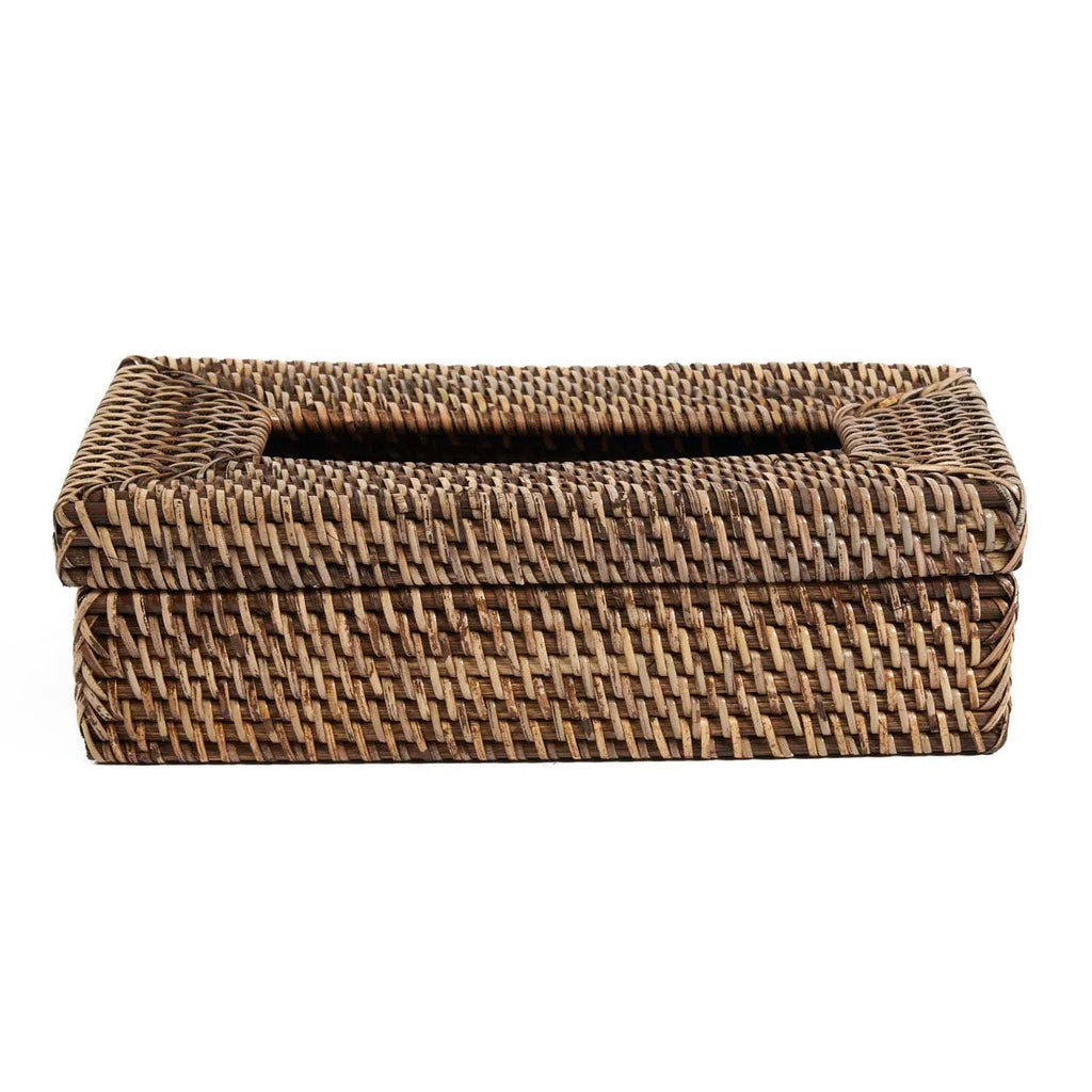 Tissuebox rotan handgevlochten naturel bruin 27 x 14 x 9 cm, met afneembaar deksel