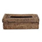 Tissuebox rotan handgevlochten naturel bruin 27 x 14 x 9 cm, met afneembaar deksel