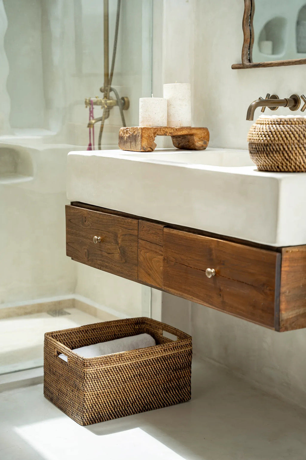 Tijdschriftenmand rotan Colonial naturel bruin 46 x 36 x 23 cm, voor woonkamer, slaapkamer en hal