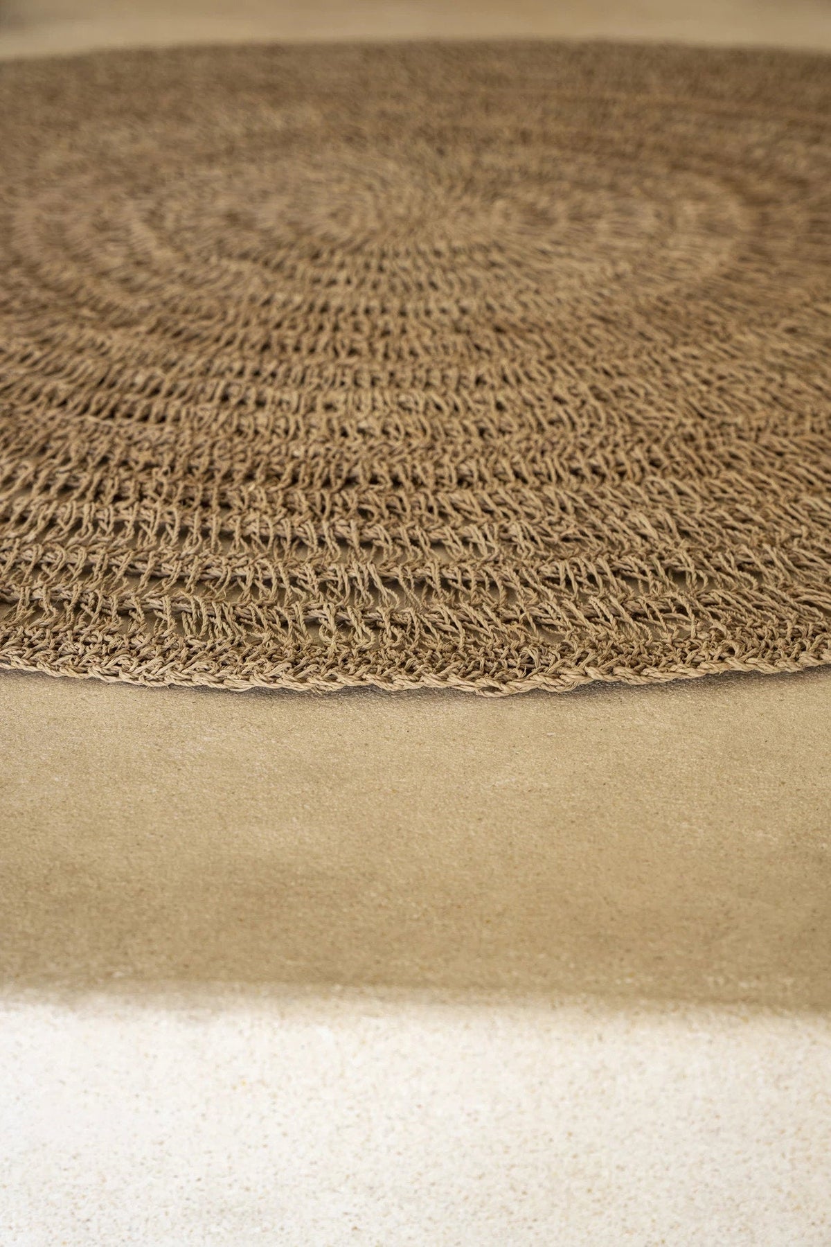 Vloerkleed rond zeegras naturel Ø 100 cm, voor woonkamer, keuken en overdekt terras