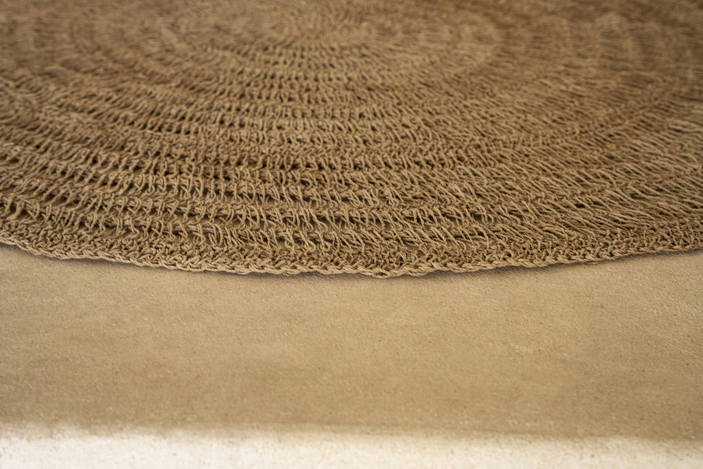 Vloerkleed rond zeegras naturel Ø 100 cm, voor woonkamer, keuken en overdekt terras