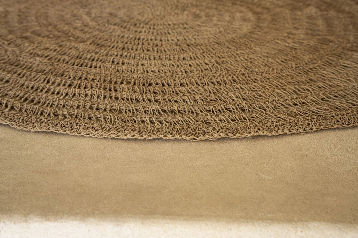 Vloerkleed rond zeegras naturel Ø 100 cm, voor woonkamer, keuken en overdekt terras