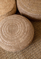 Poef raffia Flores naturel, gevlochten, Ø 60 cm, hoogte 35 cm, voor binnen en overdekt buiten