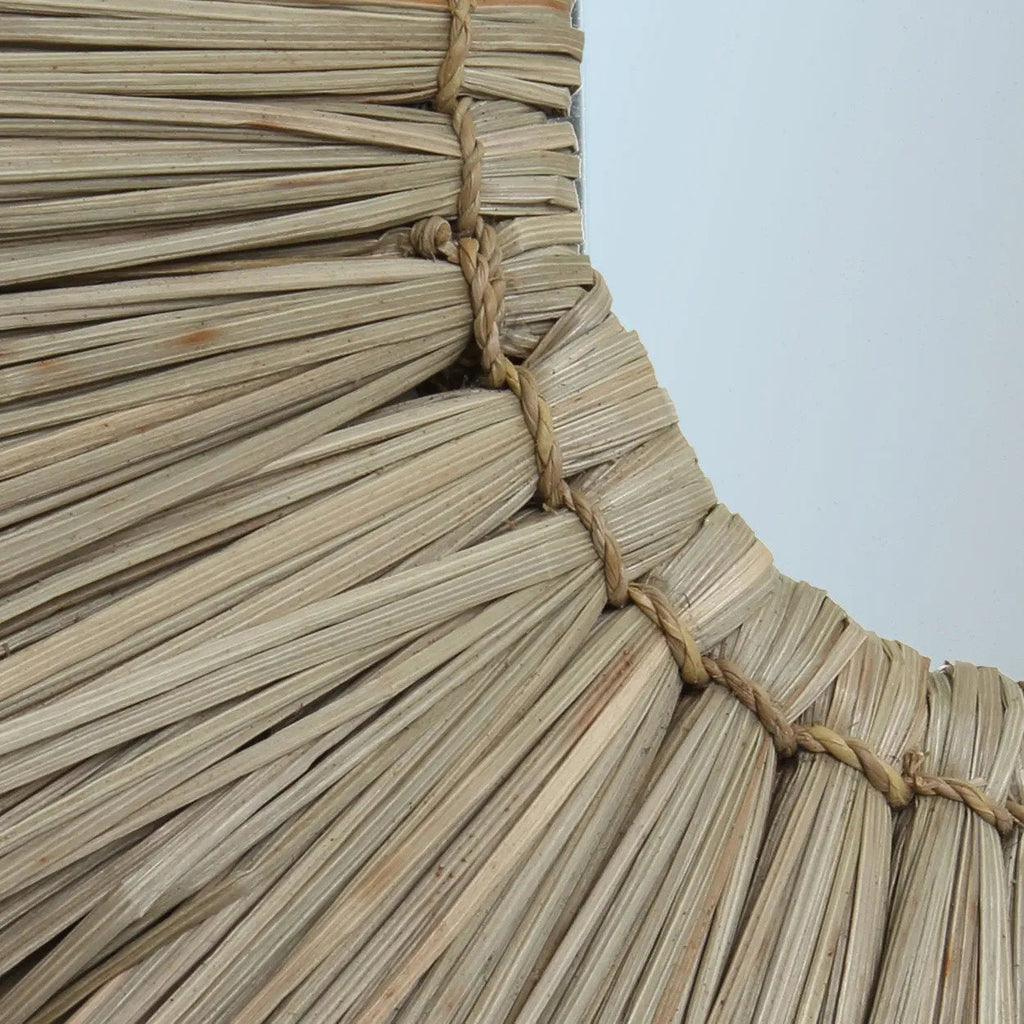 Spiegel rond Alang-alanggras boho naturel Ø 35 cm, voor hal, woonkamer en slaapkamer